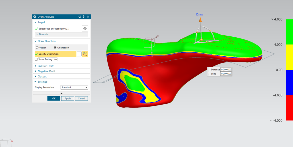 NX draft analysis can interpret B-Rep data, facet data, and convergent data.