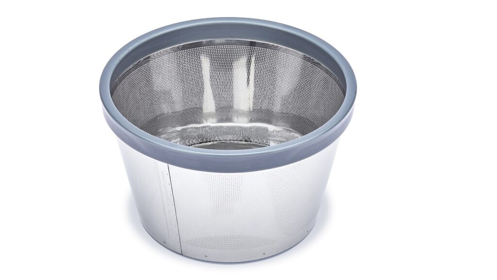 The flat-bottom filter basket that will work as a reusable filter in 80% of the coffee makers on the market